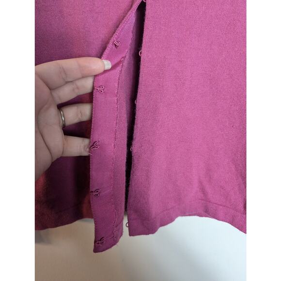 Boden Pink Sequin Beaded Neckline 3/4 Sleeve Cardigan - Picture 5 of 7